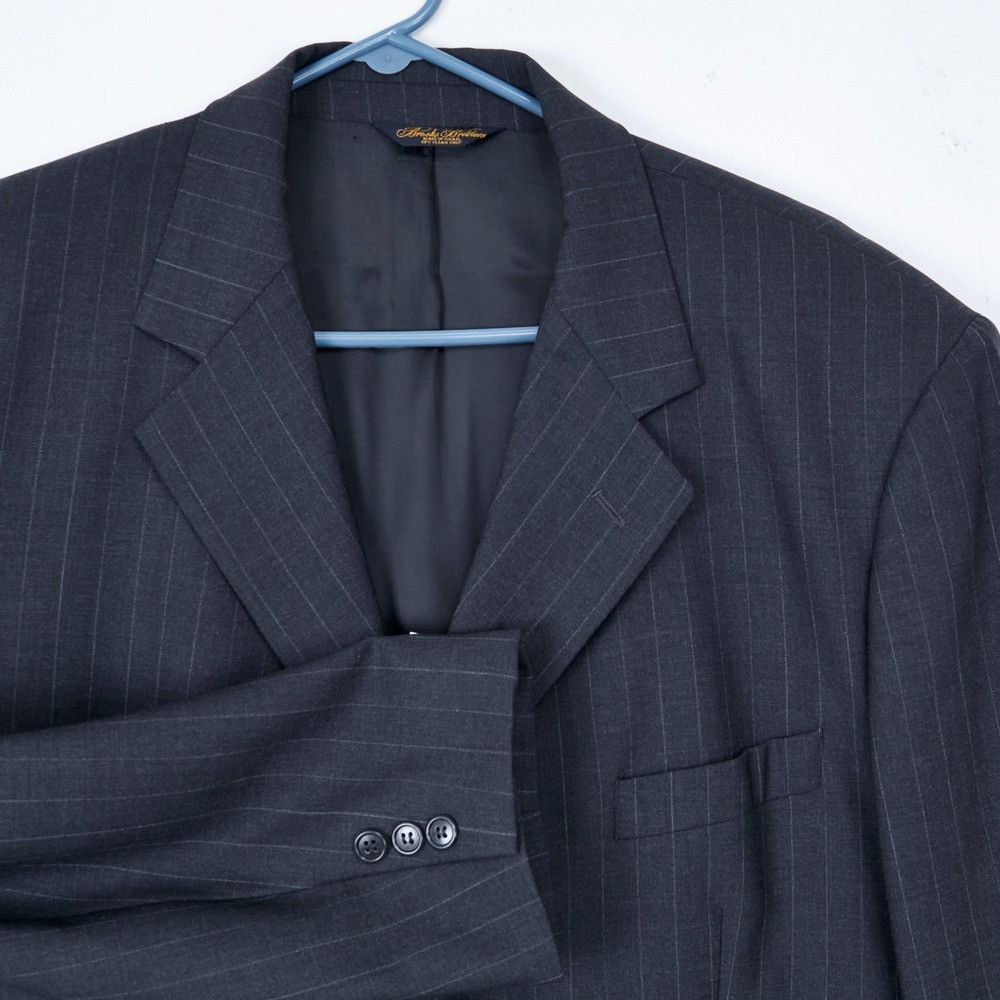 Brooks Brothers Brooksease Blazer Mens 46S Grey Pinstripe Wool Button-Down READ